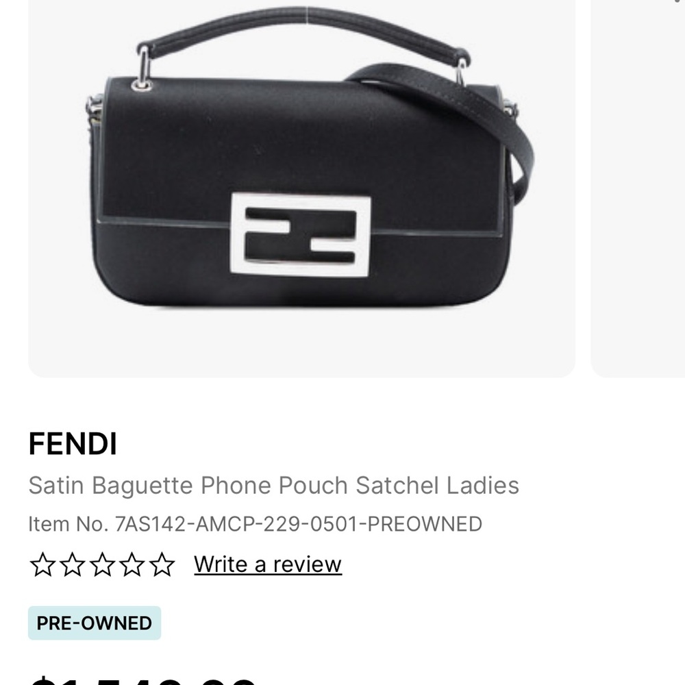 Fendi Mini Satin & Leather black purse silver hardware - Picture 3 of 9